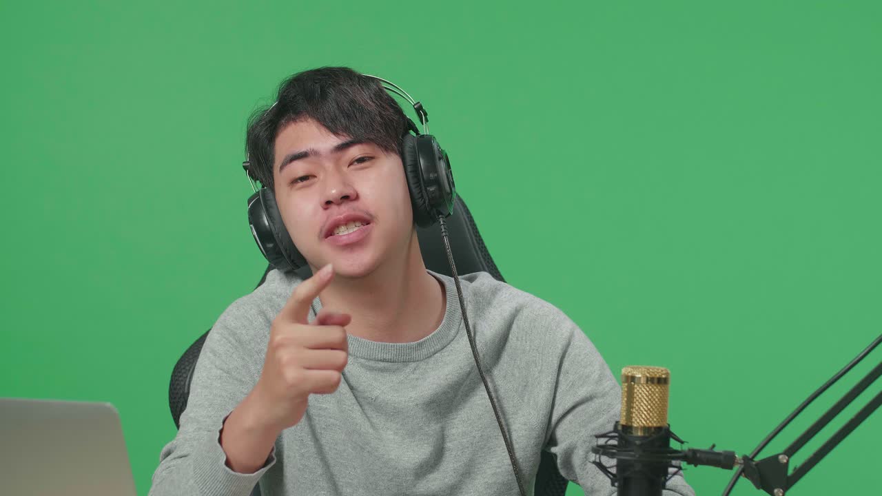 Man Streaming or Podcasting