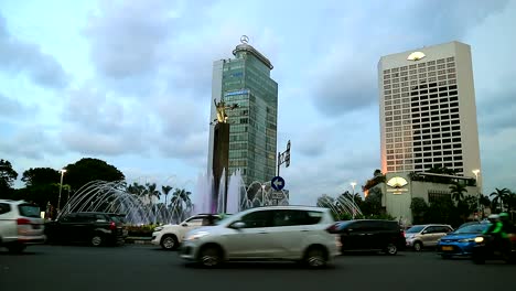 view of iconic bundaran hi city scape of jakarta indonesia