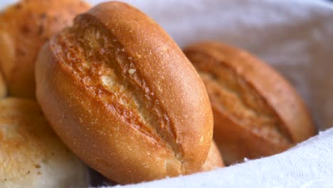 close-up of freshly baked bread rolls