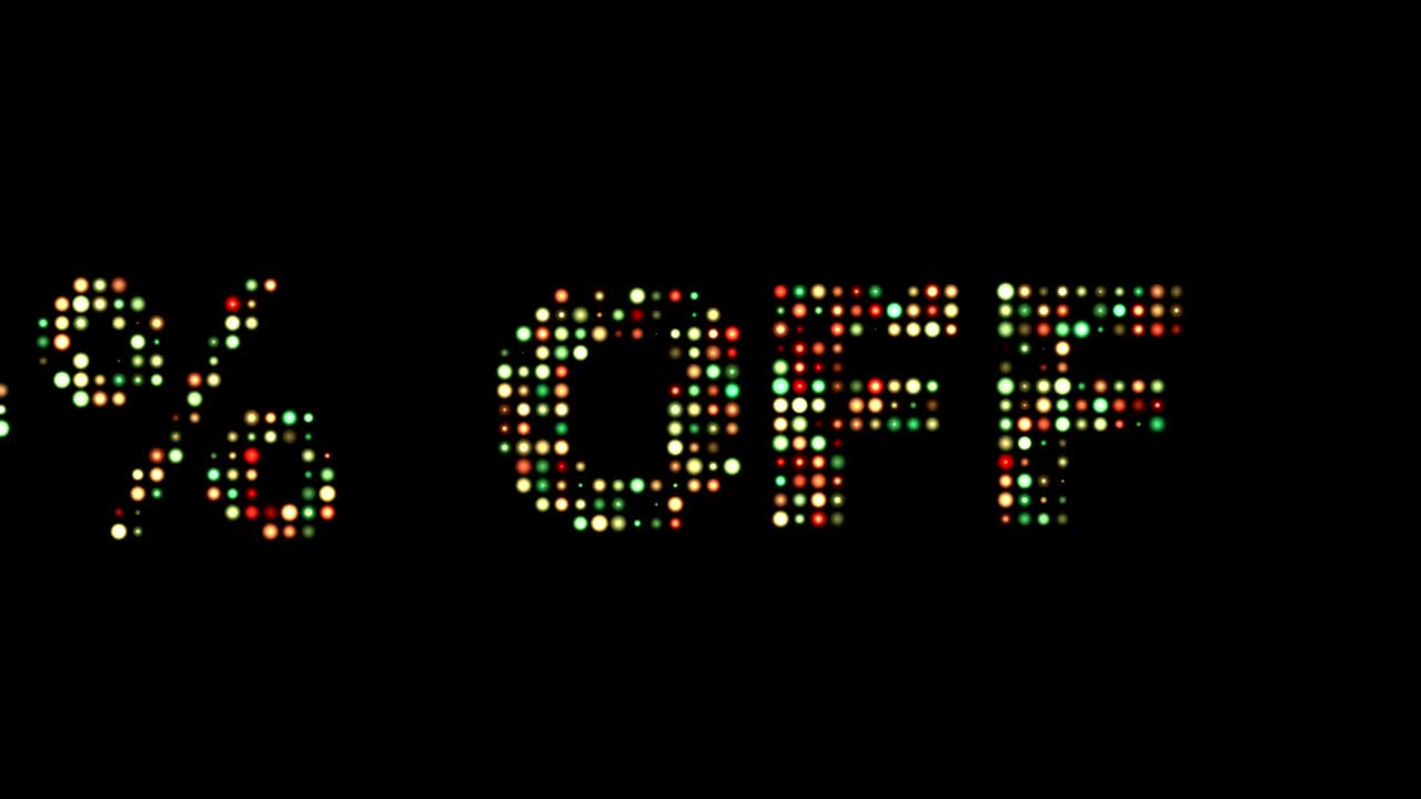 80 por ciento de descuento en el texto delantero de desplazamiento de pantalla de pared de led