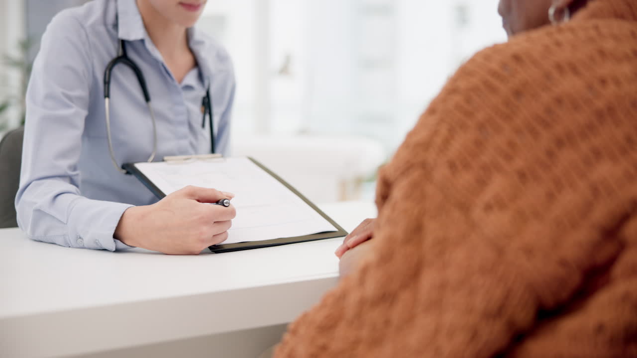 Medical, insurance or documents with a doctor