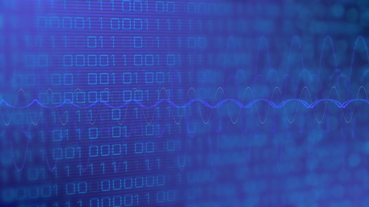 Animation of binary coding and digital data processing over connections