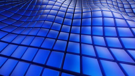 abstract geometric surface loop waving square shapes, blue squares field