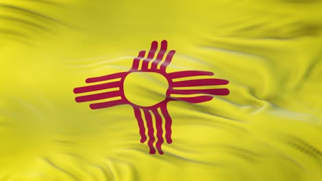 new mexico (u.s. state) flag waving in the wind with highly detailed fabric texture. seamless loop