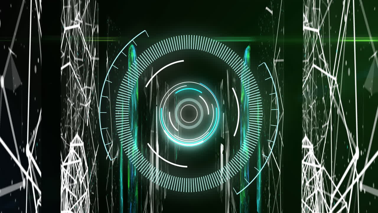 animación del escaneo del alcance y el procesamiento de datos a través de servidores informáticos