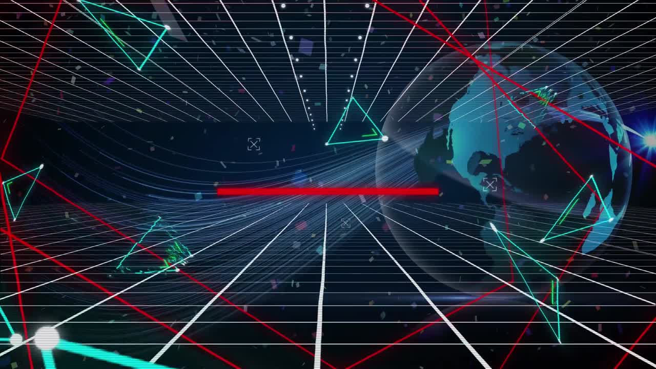 지구상의 모양과 빛의 흔적의 애니메이션