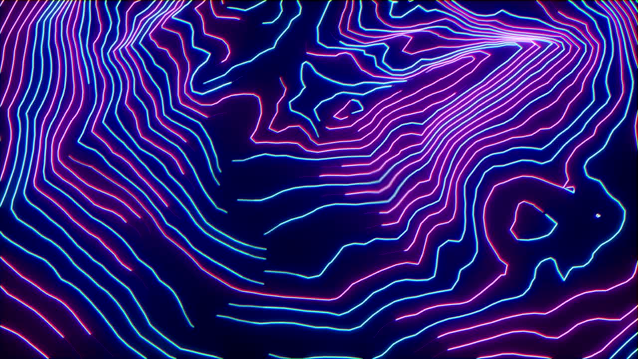 4K Abstract Digital Neon Topography.