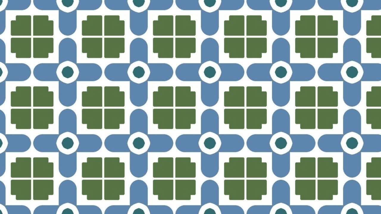 Geometric shapes vertically moving on a blue background