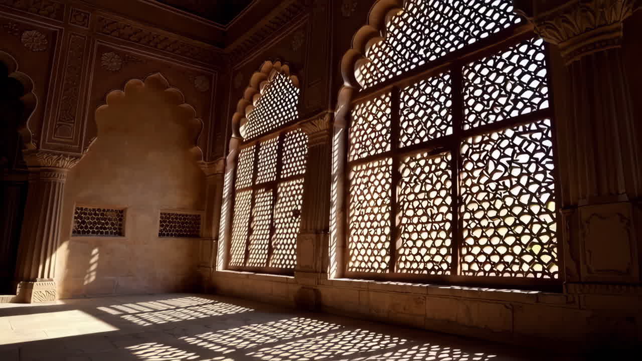 Intricate Architectural Windows of an Indian Palace