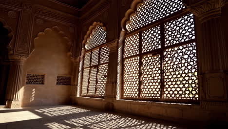 intricate architectural windows of an indian palace
