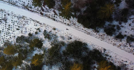 Toma-Aérea-De-Mujer-Jugando-En-La-Nieve-2