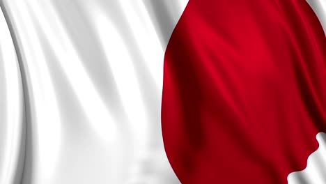 bandera japonesa en cámara lenta. la bandera se desarrolla suavemente en el viento