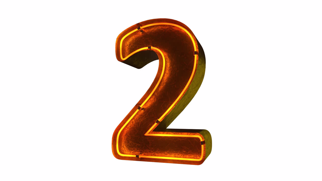 Number Two Neon Sign with Flickering Light