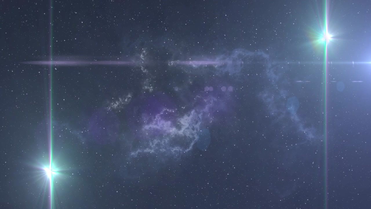 Animación de estrellas brillantes y una nube en movimiento sobre un oscuro cielo nocturno