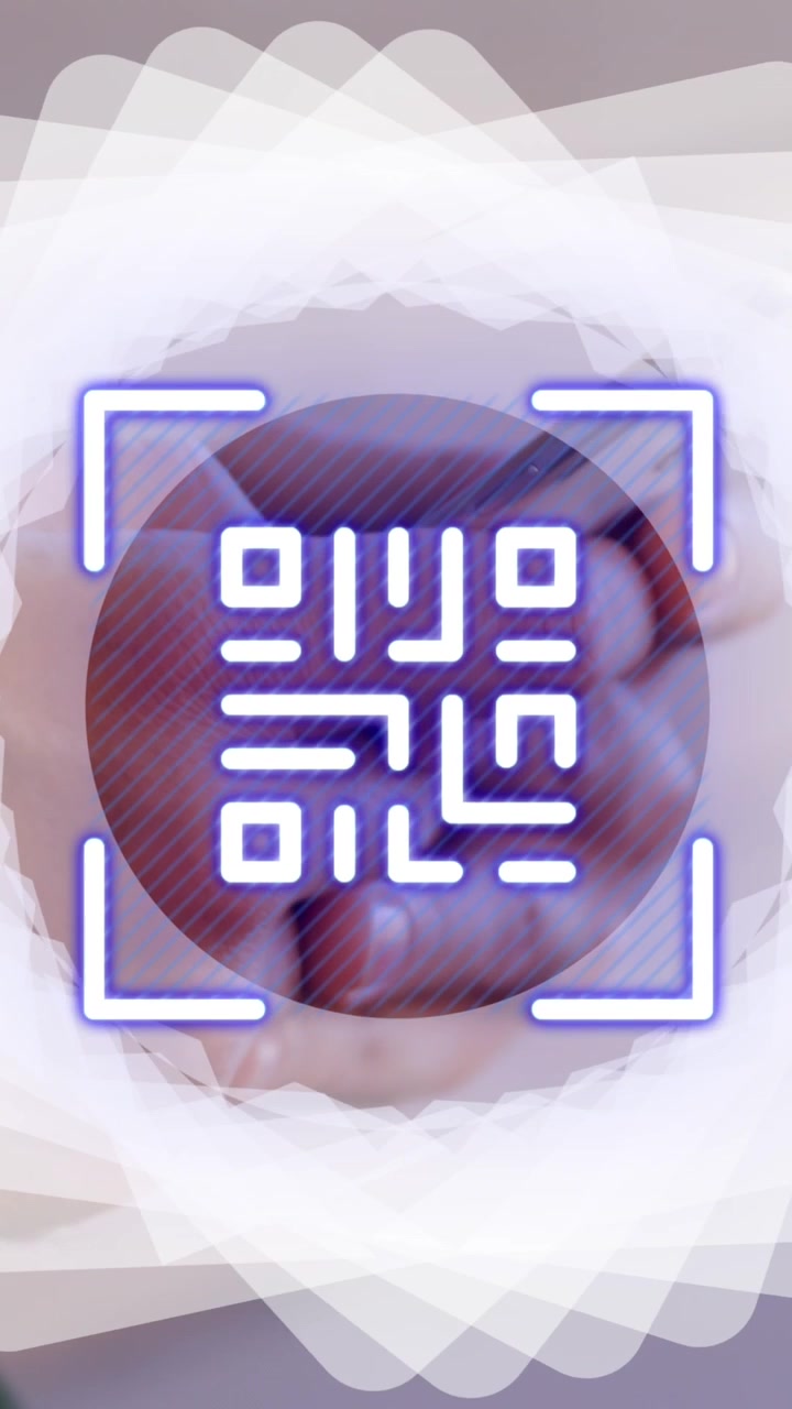 Animation of shapes and qr code over man using smartphone