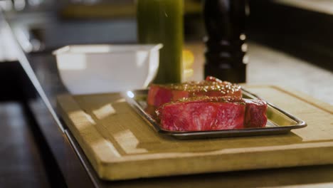 chef adds salt on raw meat