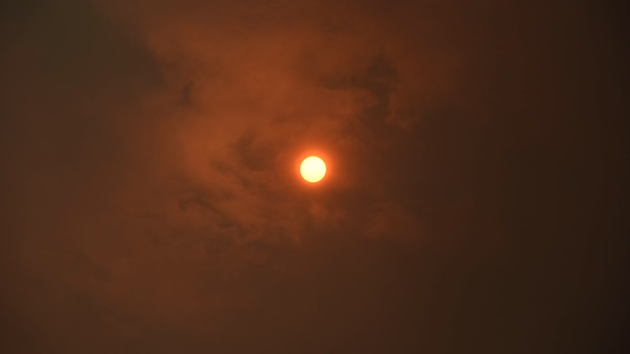 Timelapse landscape of a Golden fire sun ball