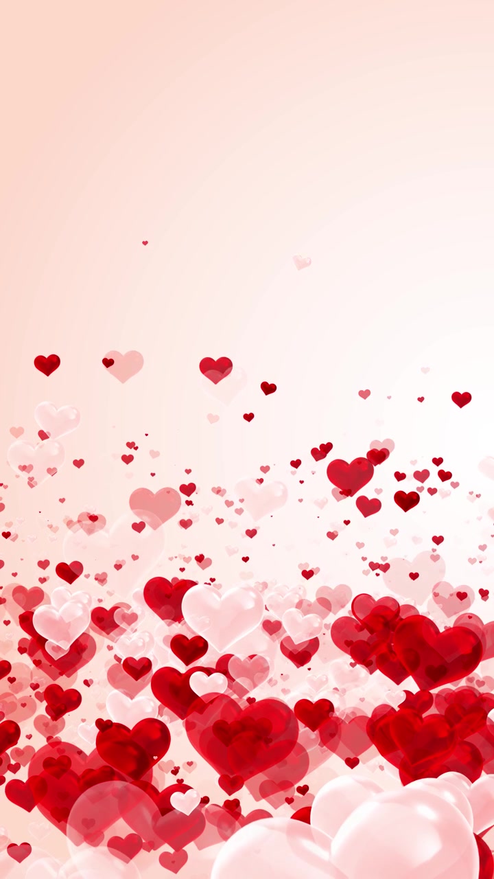 Sfondo animato con cuori di San Valentino tenui forme di cuore rosse sfumate che si innalzano su una scena chiara e pulita amore