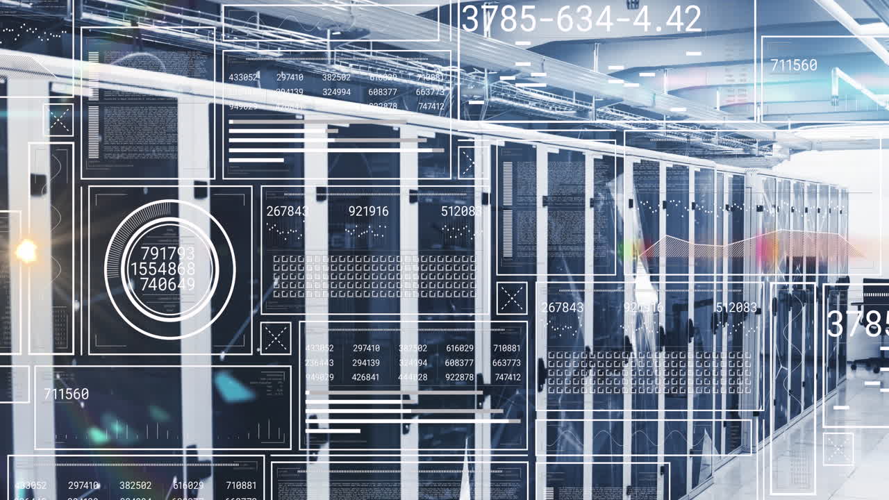 Animation of data processing over server room