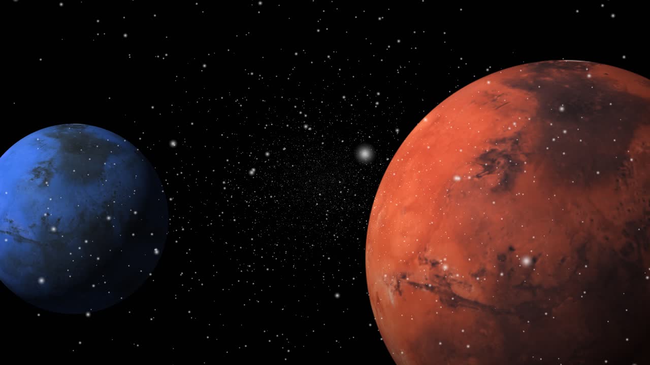 dos planetas moviéndose en el universo