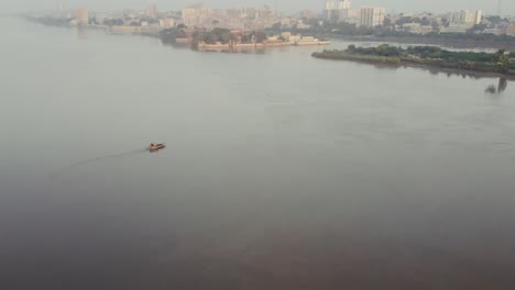 aerial view indus river in pakistan near sateen jo aastan