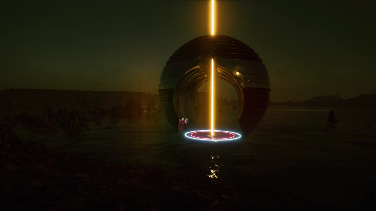 3d 포털 랜드스케이프 미래 기술 어두운 뒷 4k