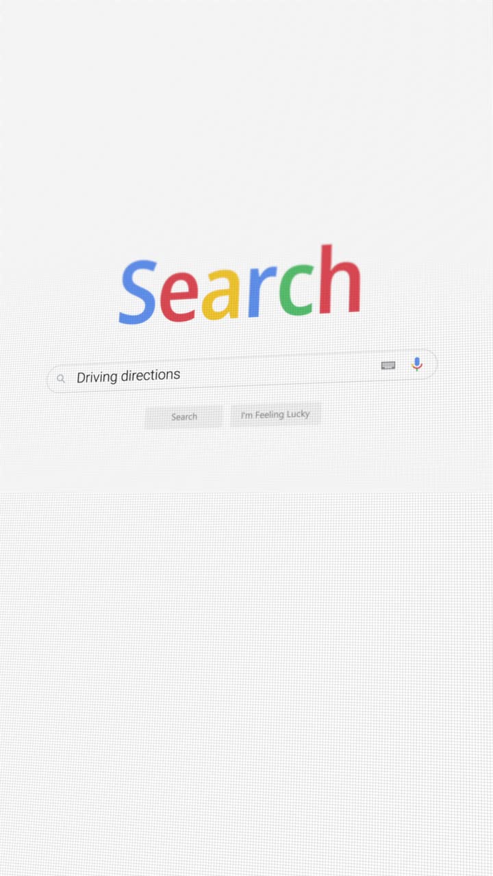 Video verticale di ricerca di indicazioni stradali su browser Internet