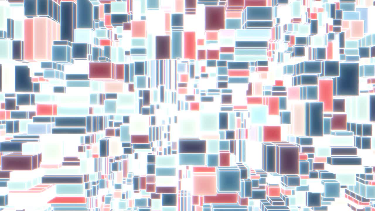 cubos de colores abstractos moviéndose arriba y abajo con bordes cuadrados brillantes - animación de fondo de movimiento de bucle sin costuras de 4k