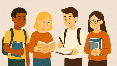 grupo de estudiantes que estudian