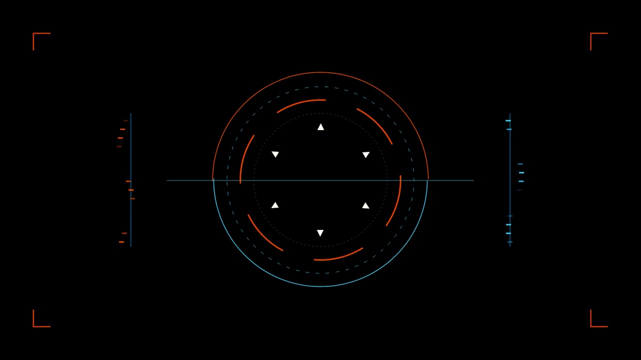 Futuristic Digital HUD Interface with Rotating Circular Elements