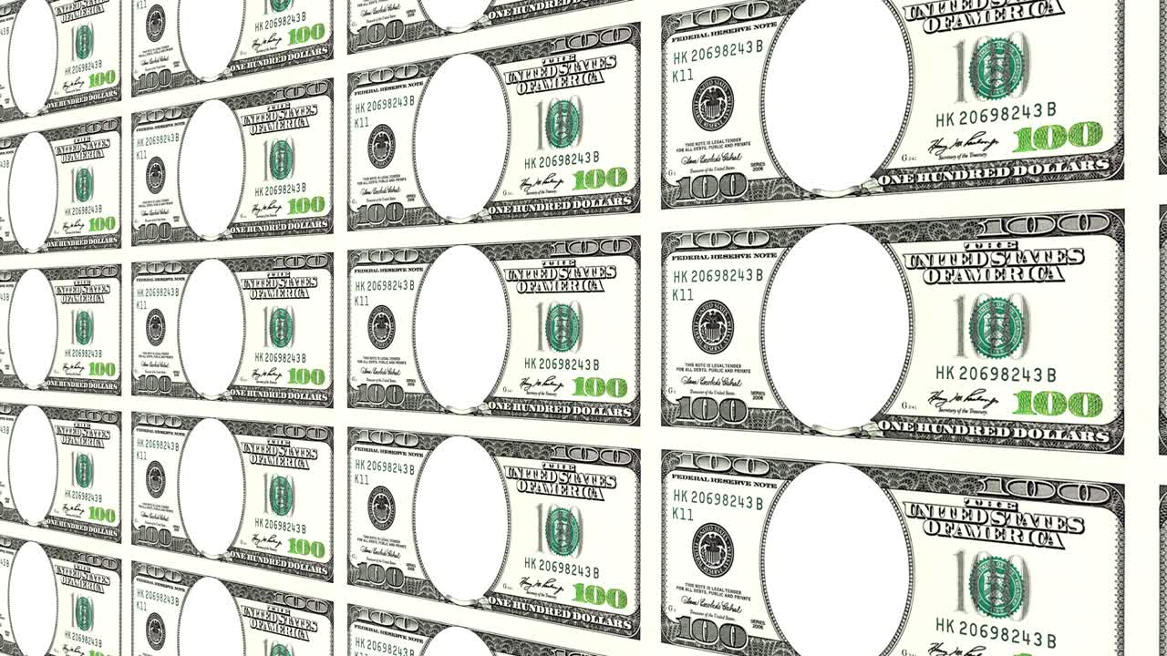 얼굴이 없는 100달러 지폐는 3d로 이 여 있습니다.