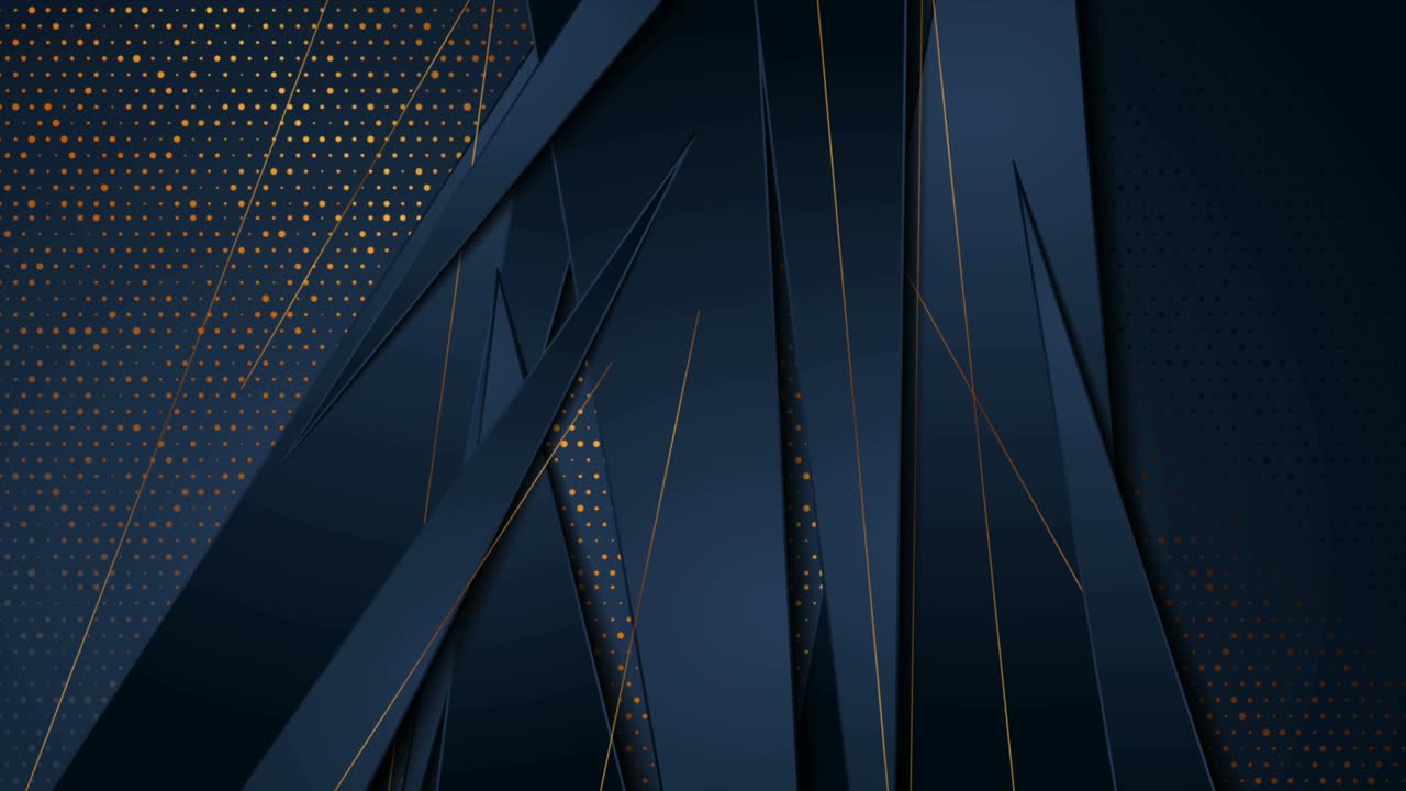 어두운 파란색과 황금색 추상 기술 기하학적 운동 배경