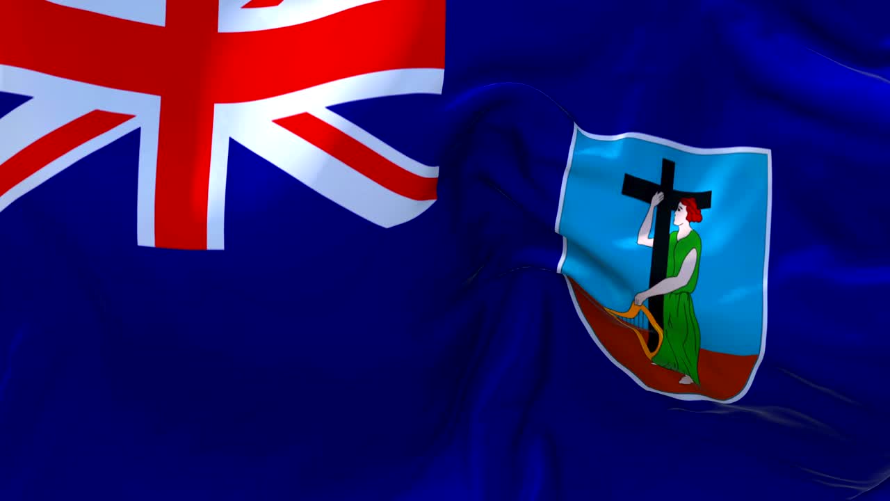 몬세라트 (montserrat) 는 바람 속 느린 동작 애니메이션에서 4k 현실적인 직물 질감 발을 부드럽게 불어 바람이 불어오는 날에 연속적인 원활한 루프 배경.