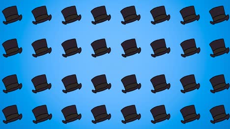 animation of black hat repeated on blue backgroud