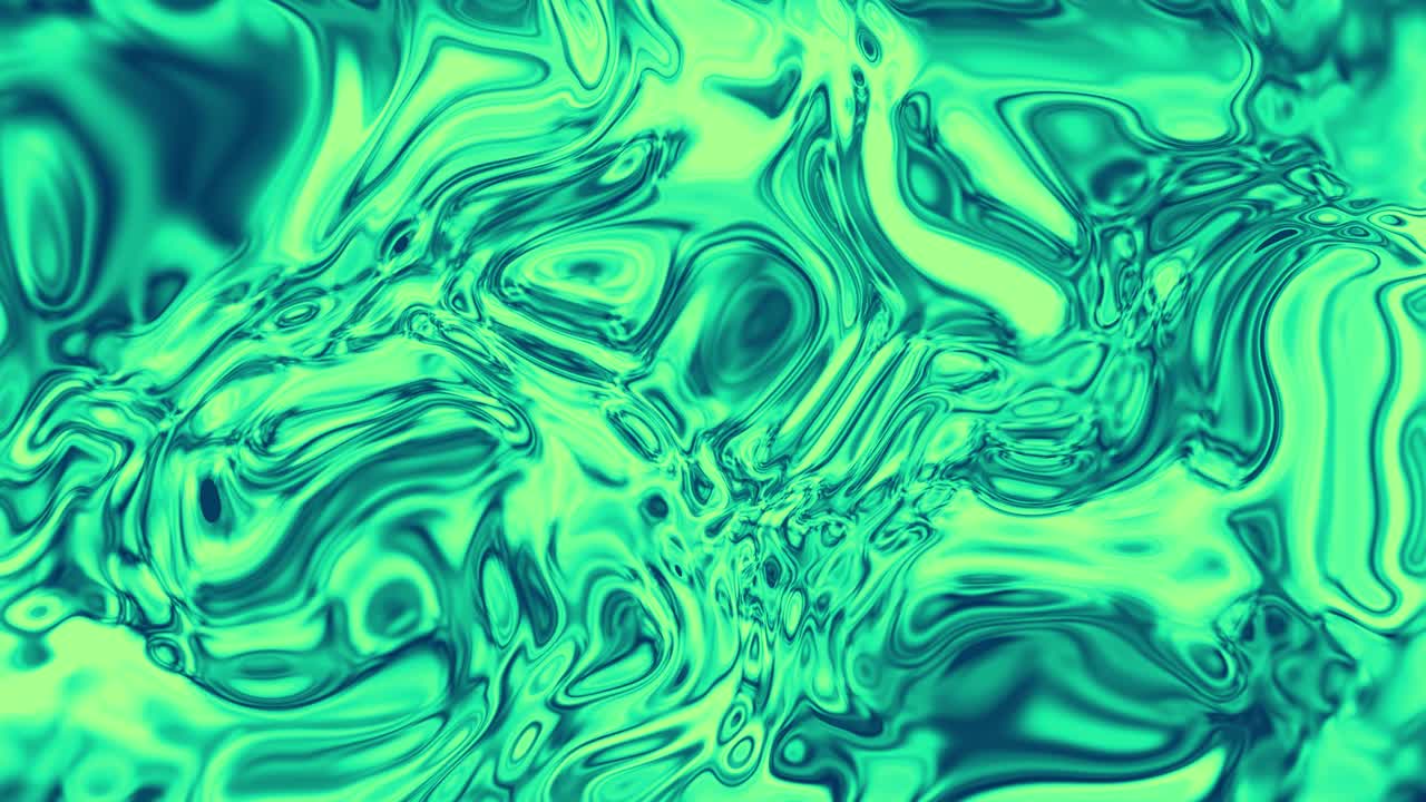 la textura de mármol ondulado de metal líquido con fondo en movimiento. holograma animado gráfico de movimiento de plasma. animación de flujo de fluidos ondulados verdes abstractos 4k video