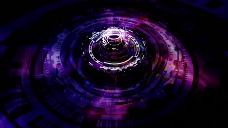 abstract 3d dark purple blue science technology hud circle interfaces seamless looping background, hi-tech futuristic hologram display. high tech concept looped animation element. modern cyberspace innovation.