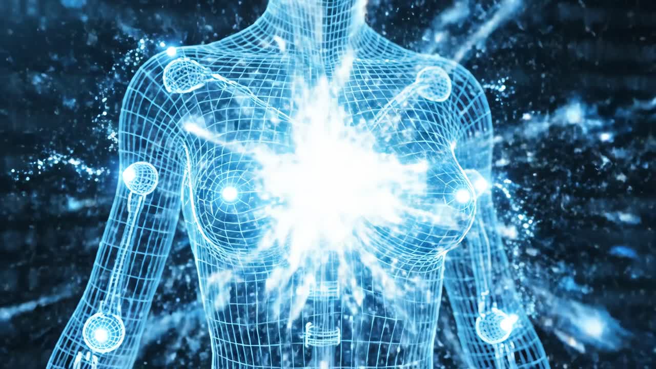 Wireframe Woman Technology Digital Anatomy Body