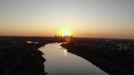 sunset overlooking the city and river
