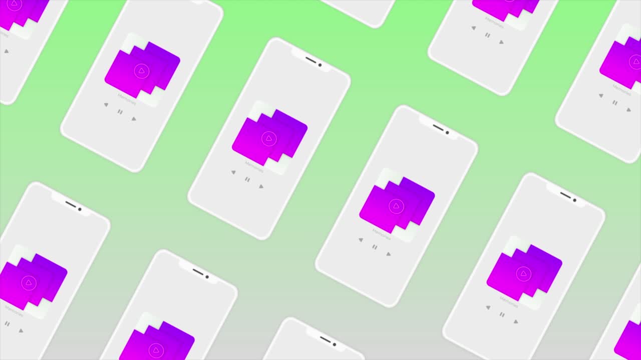 un patrón sin problemas de teléfonos móviles con una interfaz de aplicación de música