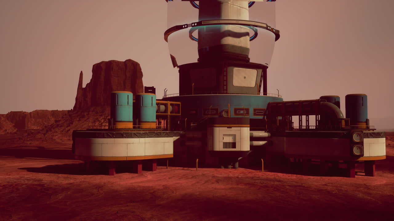 Futuristic Station on a Martian Landscape