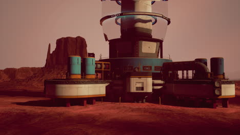 estación futurista en un paisaje marciano