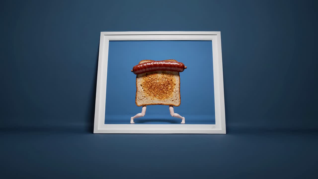 얼굴로 소시지와 함께 토스트