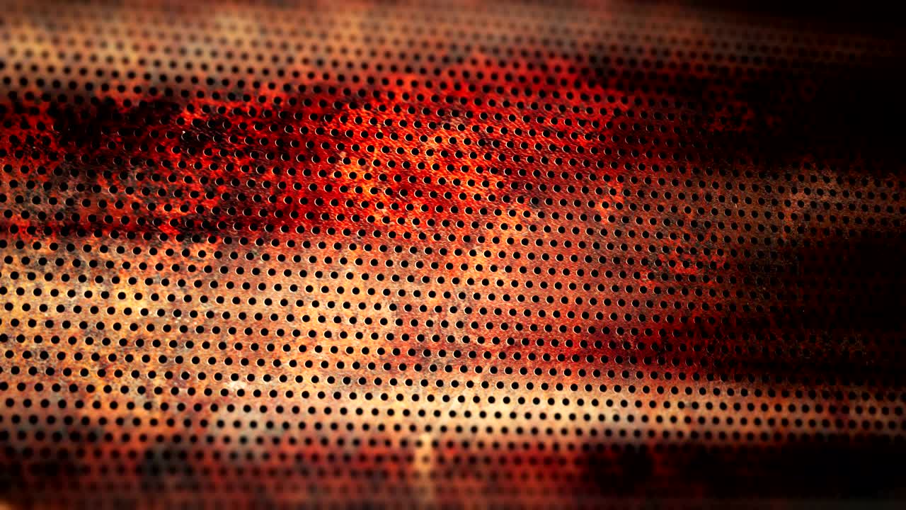 fondo de video animado de hoja de metal perforado oxidado.
