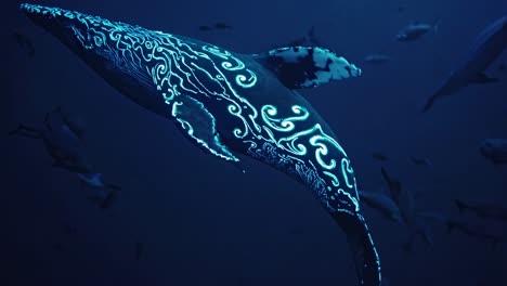 glowing whale underwater