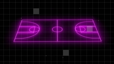 animation of digital neon field over squares on black background