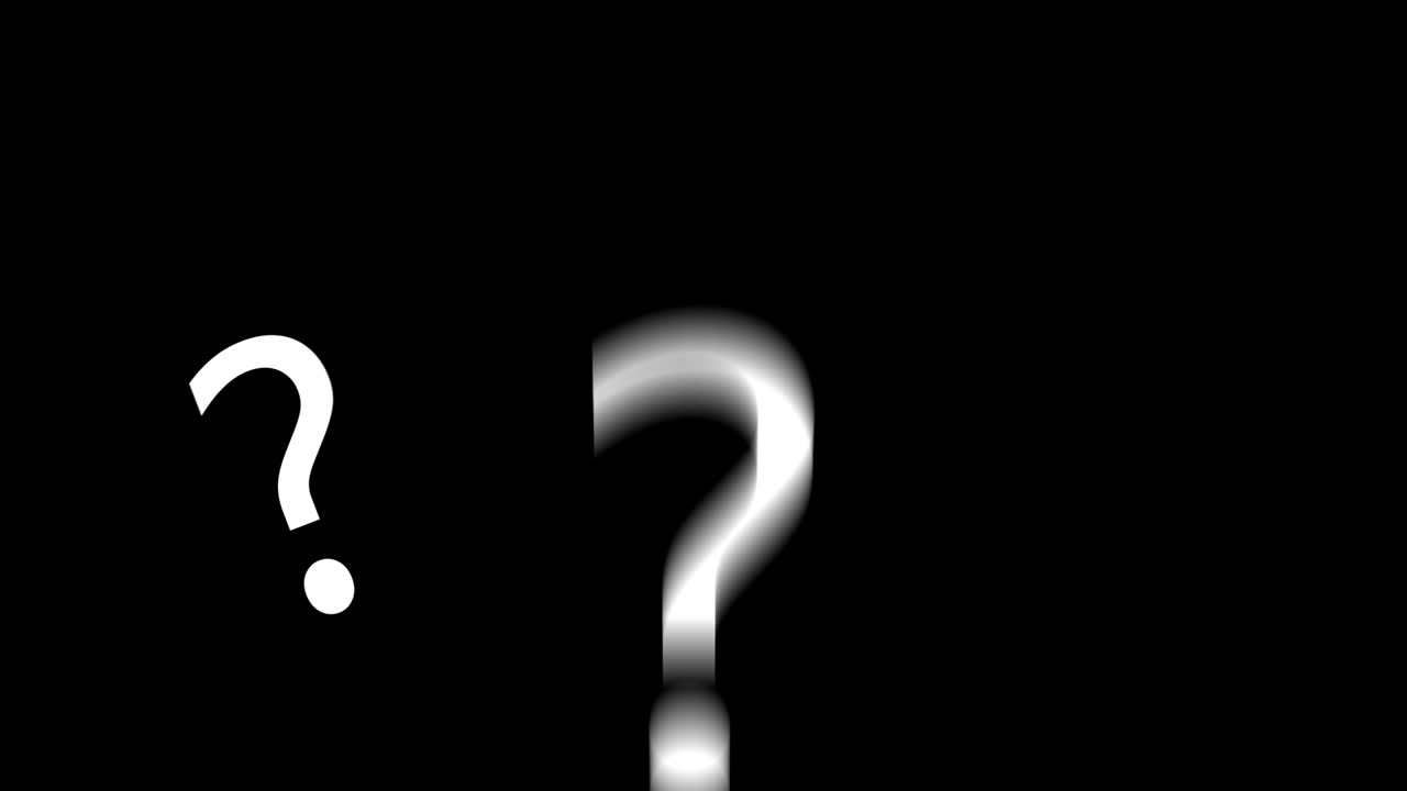 Three animations of question mark appears on canvas, 4k resolution, single and trio
