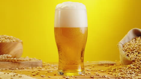 glass of beer with barley
