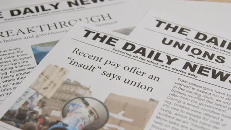 Zeitungsschlagzeilen-über-Streikmaßnahmen-Im-Gewerkschaftsstreit-3