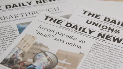 newspaper headlines discussing strike action in trade union dispute 3