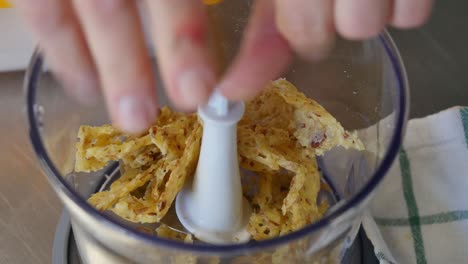 shredded cheese in a food processor